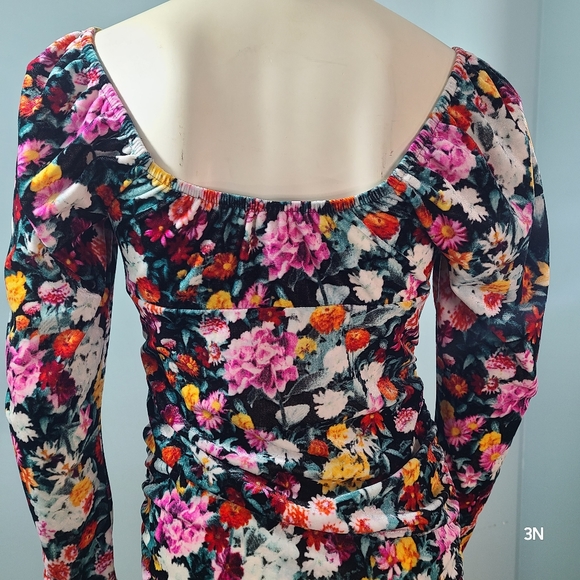 Wild Fable Velvet Floral Mini Dress with Long Sleeves, S - Picture 7 of 10